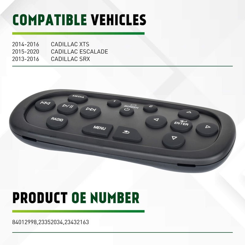 XIMAKA 84012998 Rear Overhead Consoles DVD Entertainment Remote Control Replacement for 2015-2020 Cadillac Escalade  2013-2016 Cadillac SRX  2014-2016 Cadillac Xts Replaces# 23352034  23432163 - Image 2